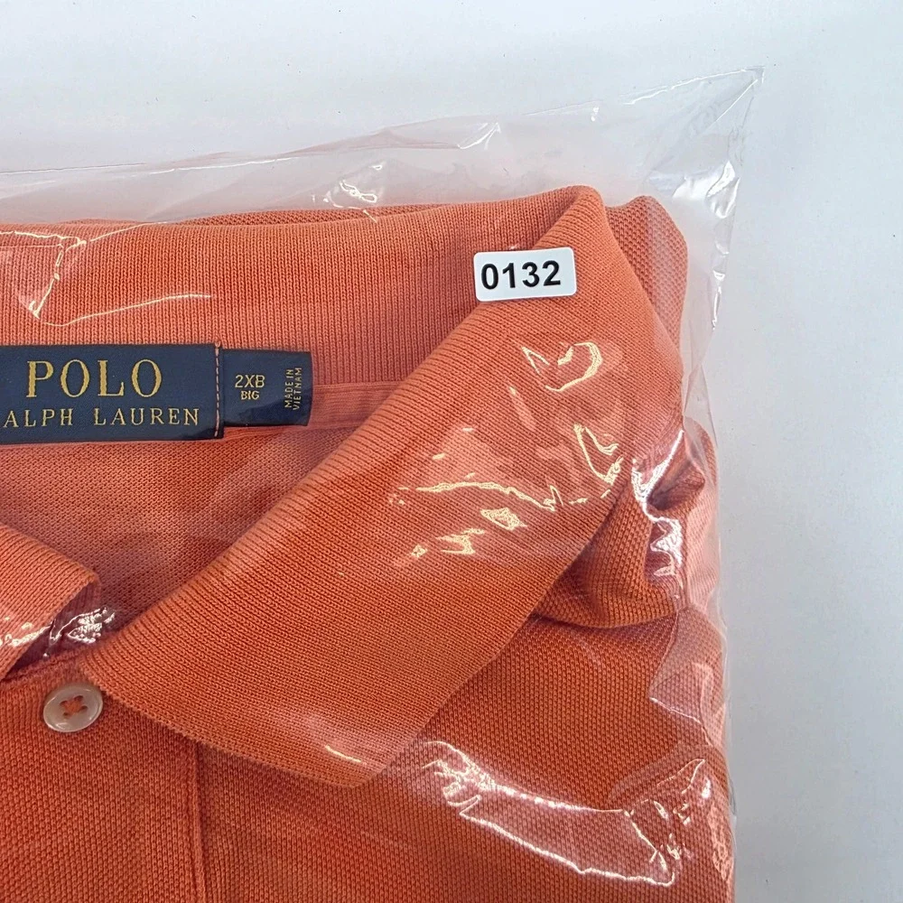 Polo Ralph Lauren Polo Shirt Mens 2XB Heritage Pique Big & Tall Orange Casual